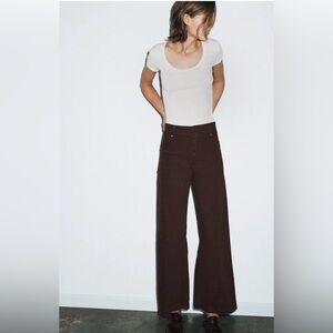 Zara Women's Brown Wide-Leg Jeans